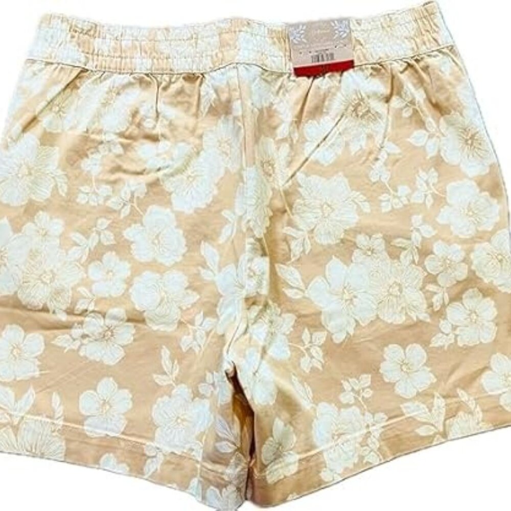 NWT Jachs' Girlfriend Women's Stretch Floral Chino Shorts Tan Size S $45 4HL331